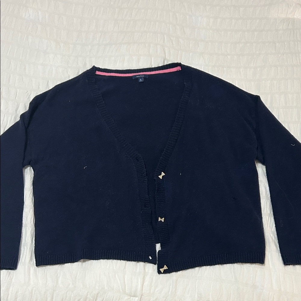 Nautica Women's Navy Blue Cardigan Sweater